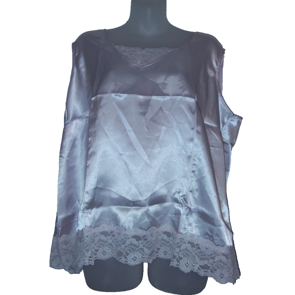 Denim Women’s Pink Satin Camisole with Lace Trim Top Size 18W BG17